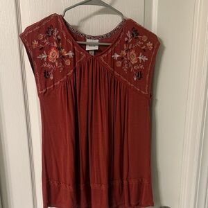 Knox Rose Terracotta Embroidered Blouse